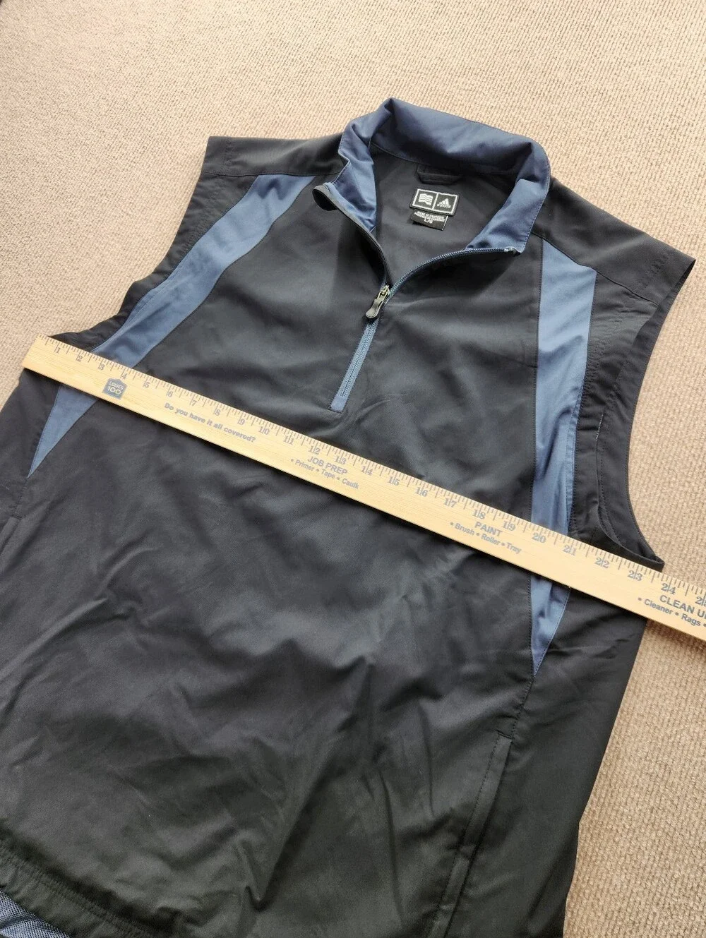adidas ClimaProof Wind Breaker Men's L Sleeveless Quarter-Zip Vest Black Gray